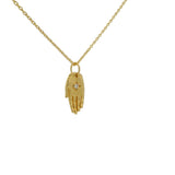 Collier doré main ouverte et zircon 42 cm
