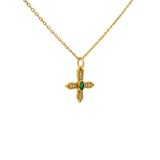 Collier petite croix onyx verte et zircons blancs 42 cm