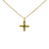 Collier petite croix onyx verte et zircons blancs 42 cm