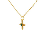 Collier petite croix onyx verte et zircons blancs 42 cm