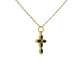Collier doré petite croix en onyx noire 42 cm