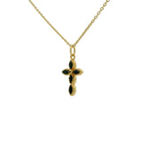Collier doré petite croix en onyx noire 42 cm
