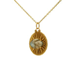 Collier doré médaille rayons de soleil avec Labradorite facettée 42 cm