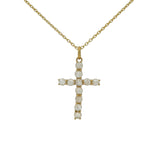 Collier doré croix en pierre de lune 42 cm