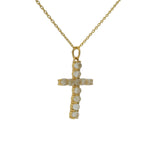 Collier doré croix en pierre de lune 42 cm