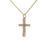 Collier doré croix en pierre de lune 42 cm