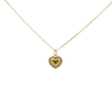 Collier doré coeur bombé et zircons blanc