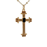 Collier doré croix baroque onyx noire 60 cm
