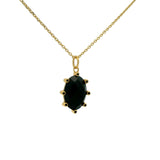 Collier doré onyx noire ovale et zircons blancs 42 cm