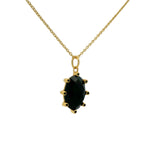 Collier doré onyx noire ovale et zircons blancs 42 cm