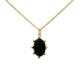 Collier doré onyx noire ovale et zircons blancs 42 cm