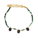 Bracelet doré 3 gouttes grenat et rubis zoisite