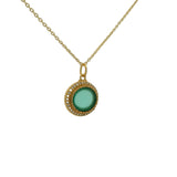 Gold necklace with flat stone and zircons