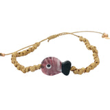 Bracelet cordon torsadé doré avec poisson violet