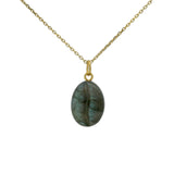 Collier doré Cauri taillé dans la labradorite 42 cm