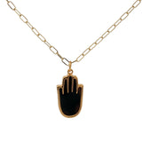 Collier doré Main de Fatma onyx noire 60 cm