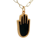 Collier doré Main de Fatma onyx noire 60 cm