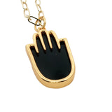 Collier doré Main de Fatma onyx noire 60 cm