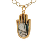 Collier doré main de Fatma labradorite 42 cm