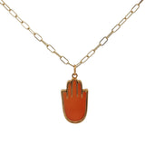 Collier doré Main de Fatma onyx rouge 60 cm