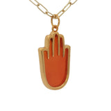 Collier doré Main de Fatma onyx rouge 60 cm