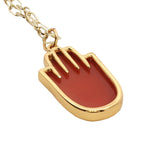 Collier doré Main de Fatma onyx rouge 60 cm