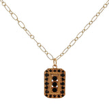 Collier doré plaque rectangulaire onyx noire 50 cm