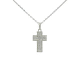 Collier en argent 925 croix texturée et zircons blancs 42 cm