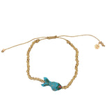 Bracelet cordon tressé doré poisson bleu