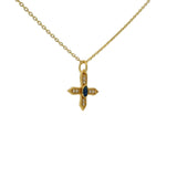 Collier petite croix lapis lazuli zircons 42 cm