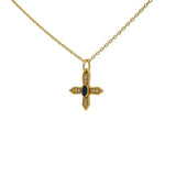 Collier petite croix lapis lazuli zircons 42 cm