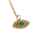 Collier doré et oeil pierre et zircons 42 cm