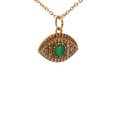 Collier doré et oeil pierre et zircons 42 cm