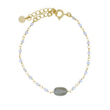 Bracelet doré pierre facettées labradorite et pierre de lune