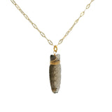 Collier doré poisson en quartz fumé 60cm