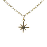 Collier doré étoile des vents et zircons 50cm