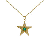 Collier doré étoile en onyx verte avec zircons blancs 42cm