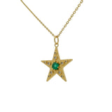 Collier doré étoile en onyx verte avec zircons blancs 42cm