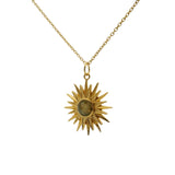 Collier doré pendentif soleil et pierre Labradorite facettée 42cm