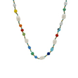 Collier doré perles de culture et perles fantaisies 42cm