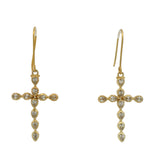 Boucles d'oreilles dorées croix fine avec zircons blancs