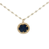 Collier doré médaillon ovale en lapis lazulis 50 cm