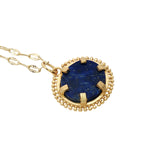 Collier doré médaillon ovale en lapis lazulis 50 cm