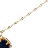 Collier doré médaillon ovale en lapis lazulis 50 cm