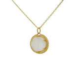 Gold necklace with oval stone pendant and balls