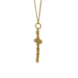 Collier doré croix fine en prehnite 42 cm