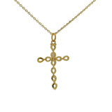 Collier doré croix fine en prehnite 42 cm