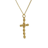 Collier doré croix fine en prehnite 42 cm