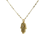 Collier doré main de fatma orné de zircons blancs 50cm