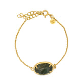 Bracelet doré scarabée labradorite cabochon sertie 4 griffes